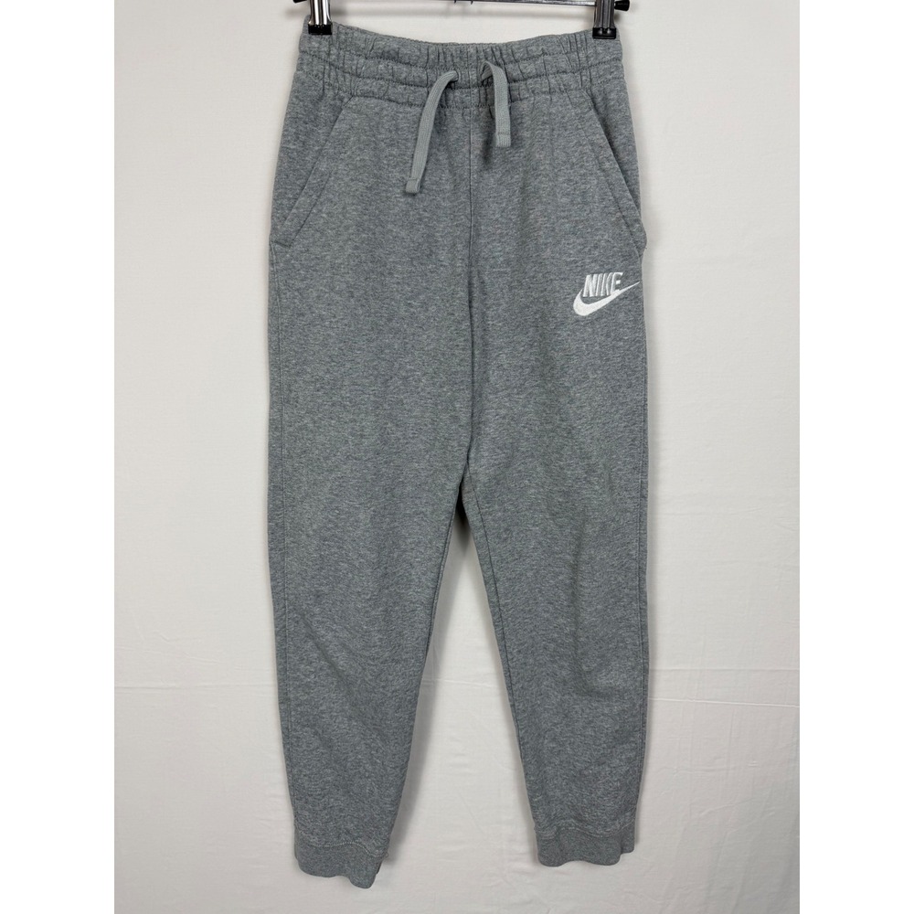 Nike‎ Sweatpants Kids Large Gray Fleece Joggers Drawstring Pockets Logo